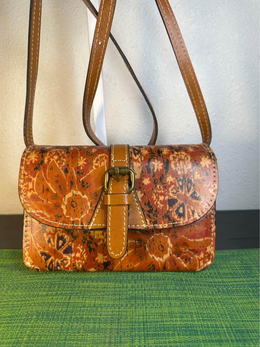 Patricia Nash Torri Small Floral Printed Leather Crossbody Bag